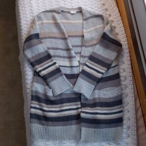 Caslon striped cardigan with pockets Women's Medium Petite